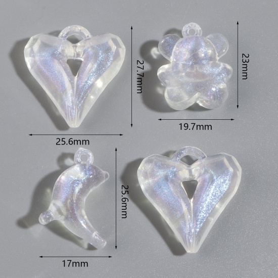 Picture of Acrylic Charms Bear Animal Transparent Clear Glitter Heart