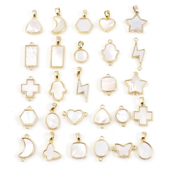 Picture of Shell & Copper Geometry Series Charms Gold Plated White