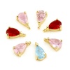 Immagine di Ottone Charms Goccia Vero Oro Placcato Multicolore Cubic Zirconiae 9mm x 6mm, 5 Pz