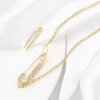 Imagen de Latón Ropa Conectores Oro Real Chapado Pincho Claro Circón Artificial 1 Unidad