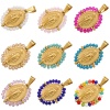 Image de Pendentifs en Acier Inoxydable + Verre Religieux Ovale Multicolore Sainte Vierge Marie 38mm x 24mm , 1 Pièce