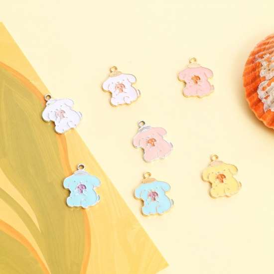 Picture of Zinc Based Alloy Charms Dog Animal Multicolor Enamel 21mm x 16mm