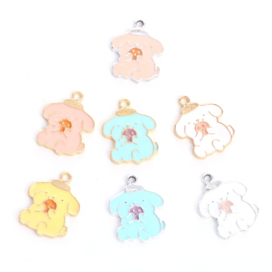 Picture of Zinc Based Alloy Charms Dog Animal Multicolor Enamel 21mm x 16mm