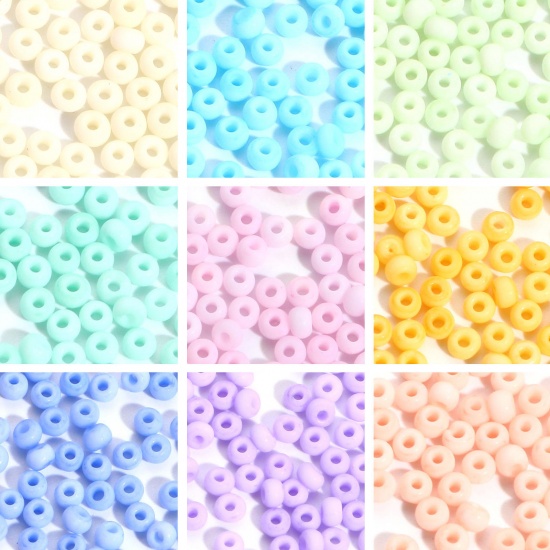 Immagine di Vetro Seme Perline Round Rocailles Multicolore Smerigliato Opaco 3mmx 2mm, Foro:Circa 0.8mm, 100 Grammi