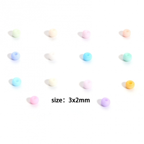 Immagine di Vetro Seme Perline Round Rocailles Multicolore Smerigliato Opaco 3mmx 2mm, Foro:Circa 0.8mm, 100 Grammi