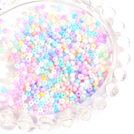 Picture of Glass Seed Beads Round Rocailles Multicolor Frosted Opaque 3mm x 2mm