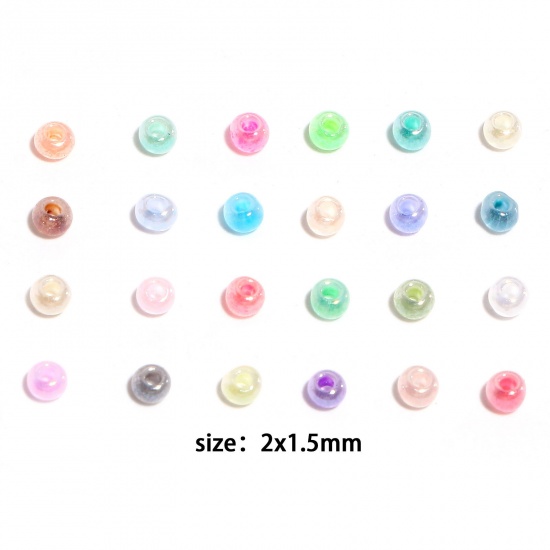 Picture of Glass Seed Beads Round Rocailles Multicolor Pearlized Imitation Jade 2mm x 1.5mm