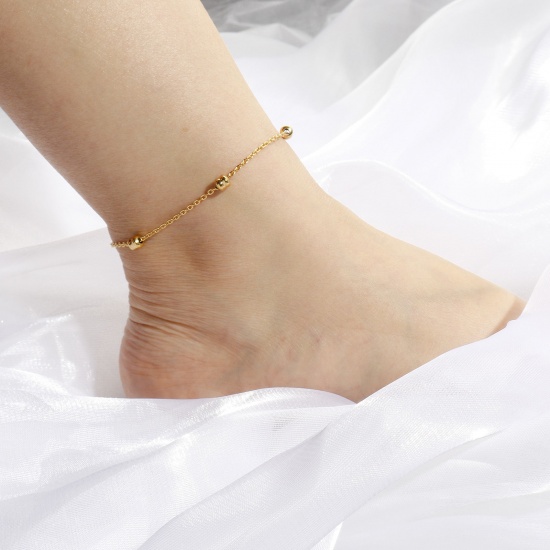 Picture of 304 Stainless Steel Link Chain Anklet Multicolor Handmade 23.5cm(9 2/8") long