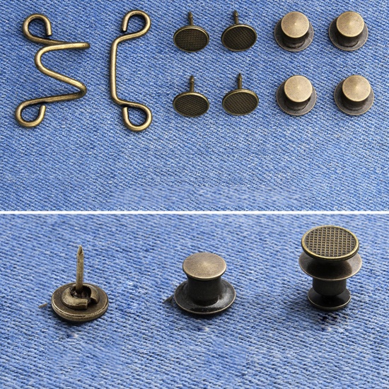 Picture of Copper Metal Detachable Tighten Waist Clasp Button Pins For Jean Pants Multicolor Adjustable