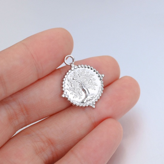Picture of 304 Stainless Steel Charms Multicolor Round Disc Tree 22.5mm x 19mm