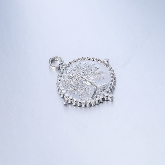 Picture of 304 Stainless Steel Charms Multicolor Round Disc Tree 22.5mm x 19mm