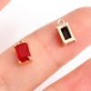 Imagen de Latón + Vidrio Colgantes Charms Chapado en Oro Multicolor Rectángulo Sección 9mm x 5mm, 10 Unidades