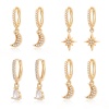 Picture of 2 PCs Eco-friendly Dainty Brass Star Moon Hoop Earrings For Women Gift