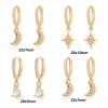 Picture of 2 PCs Eco-friendly Dainty Brass Star Moon Hoop Earrings For Women Gift
