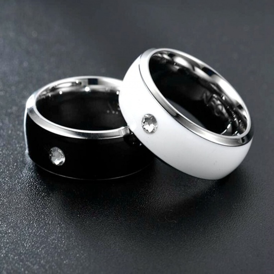Picture of Stainless Steel Stylish Non-rechargeable Waterproof Multifunctional NFC Smart Chip Unadjustable Rings Multicolor Round For Android Smartphone Devices