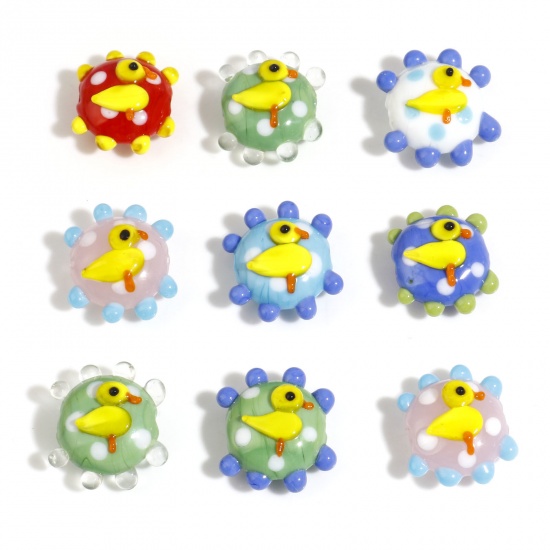 Picture of Lampwork Glass Beads Round Multicolor Duck About 21x20mm - 19x17mm