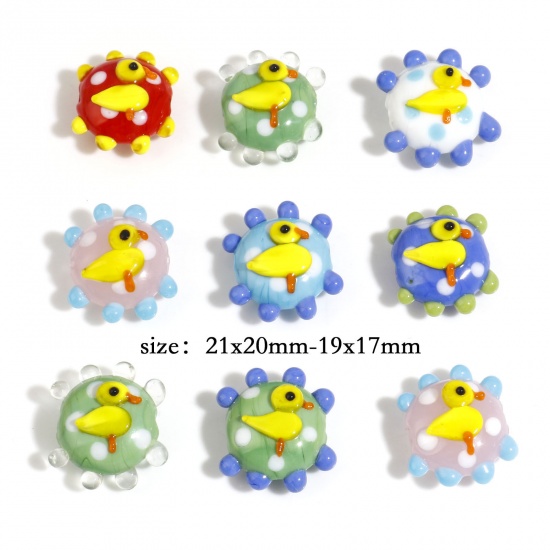Picture of Lampwork Glass Beads Round Multicolor Duck About 21x20mm - 19x17mm