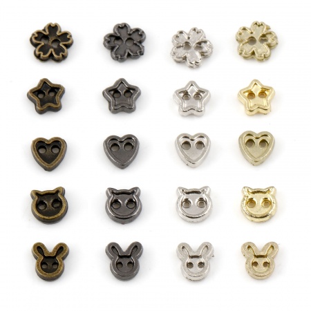 Zinc Based Alloy Metal Sewing Buttons 2 Holes Multicolor