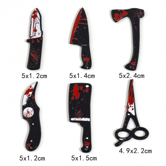 Picture of Resin Halloween Charms Knife Black & Red 