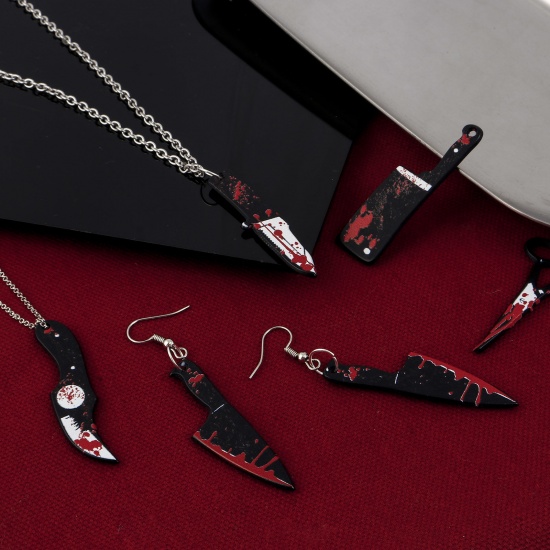 Picture of Resin Halloween Charms Knife Black & Red 