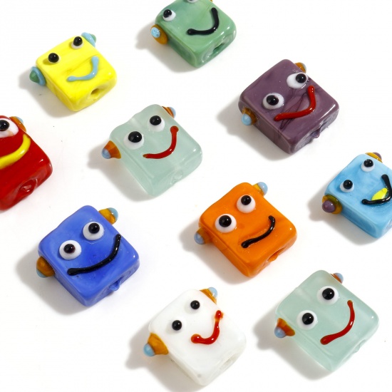 Picture of Lampwork Glass Beads Robot Multicolor About 18mm x 16mm