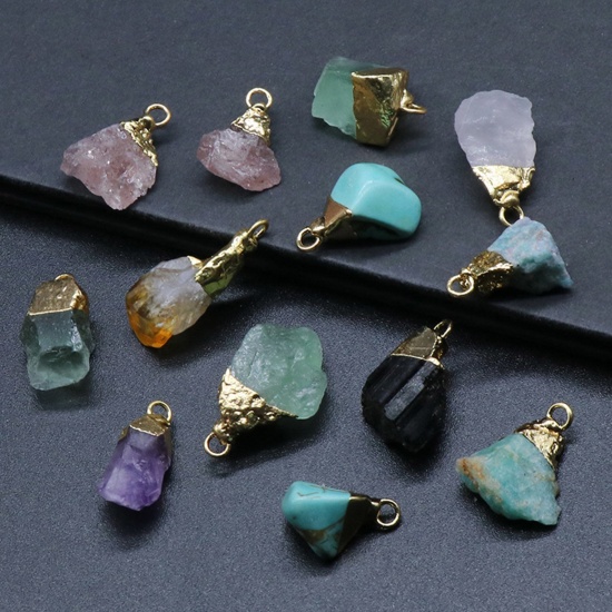Picture of Gemstone ( Natural ) Charms Gold Plated Multicolor Irregular