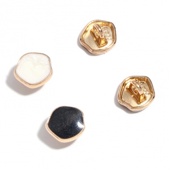 Picture of Zinc Based Alloy Metal Sewing Shank Buttons Single Hole Irregular Gold Plated Multicolor Enamel 10mm x 9mm