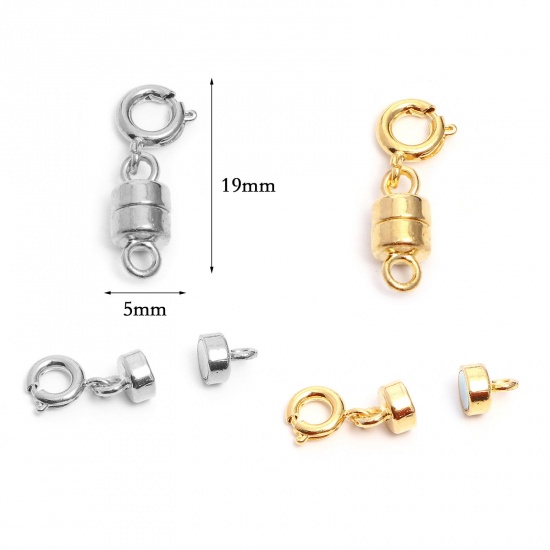 Picture of Zinc Based Alloy Magnetic Clasps Necklaces Clasp Cylinder Multicolor W/ Loop 19mm x 5mm
