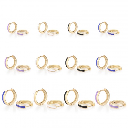 2 Pz Ecologico Elegante Squisito Vero Oro Placcato Ottone Smalto Orecchini Circolari Per Donne Regalo 2 Pz Ecologico Elegante Squisito Vero Oro Placcato Ottone Smalto Orecchini Circolari Per Donne Regalo