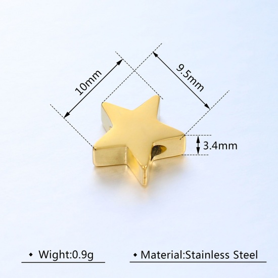 Bild von Edelstahl-Galaxie-Perlen, Pentagramm, Stern, mehrfarbig, poliert, 10 mm x 9,5 mm