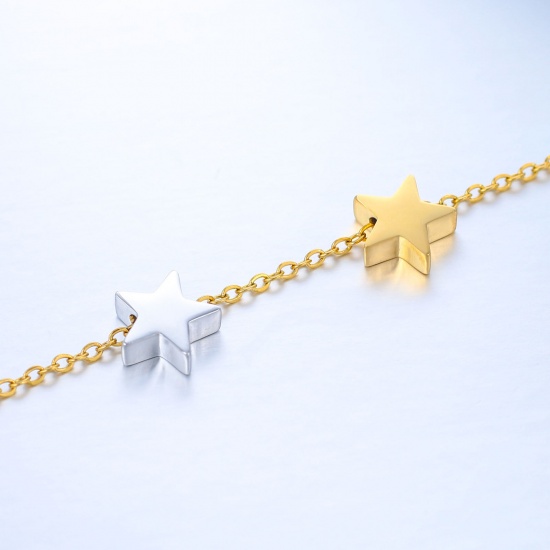 Bild von Edelstahl-Galaxie-Perlen, Pentagramm, Stern, mehrfarbig, poliert, 10 mm x 9,5 mm