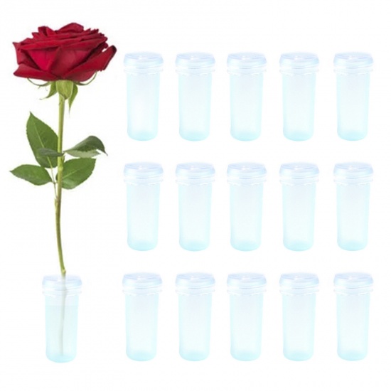 Picture of Plastic Floral Vials Flower Water Tubes With Caps Multicolor Cylinder 4.1cm x 1.9cm