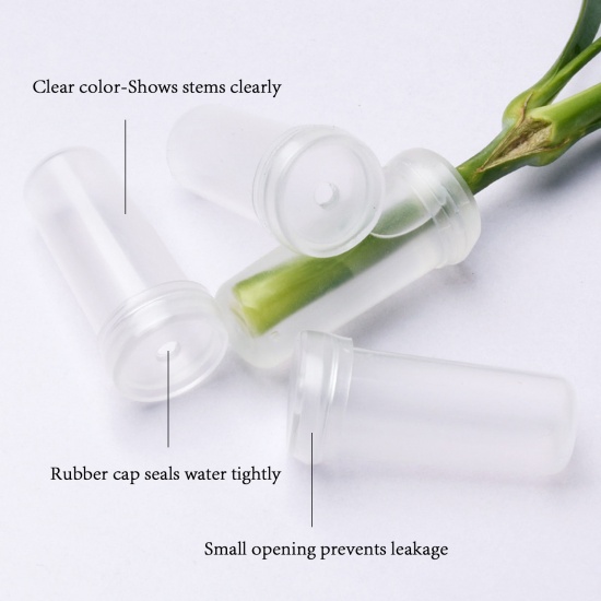 Picture of Plastic Floral Vials Flower Water Tubes With Caps Multicolor Cylinder 4.1cm x 1.9cm
