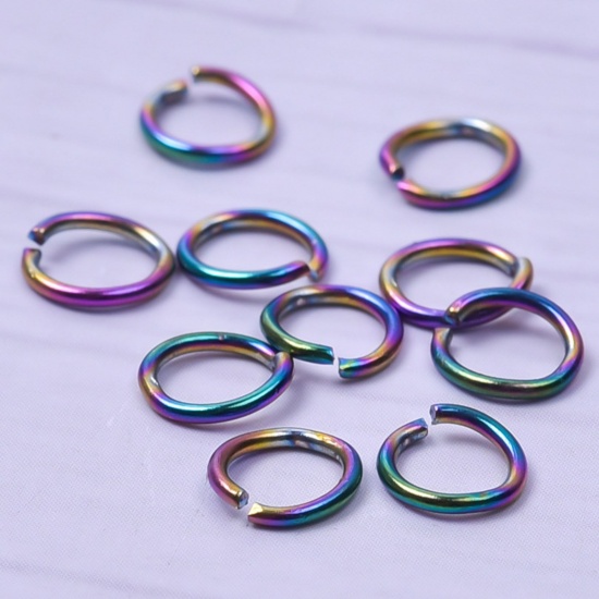 Picture of Stainless Steel Open Jump Rings Findings Round Multicolor 100 PCs