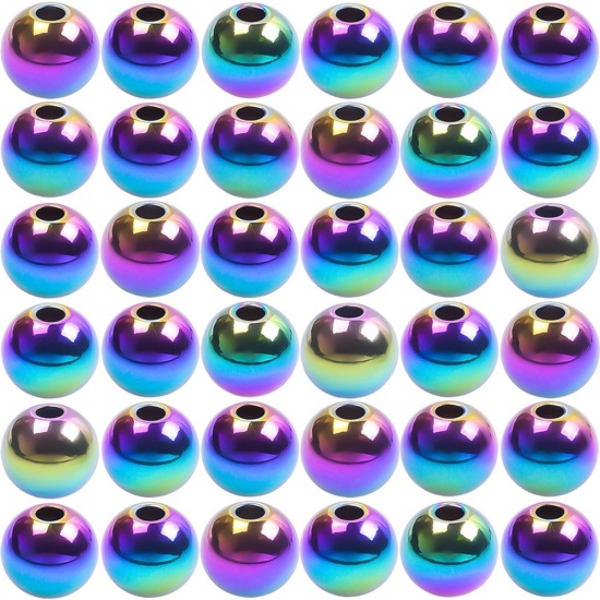 Imagen de Acero Inoxidable Cuentas Ronda Multicolor 10 Unidades