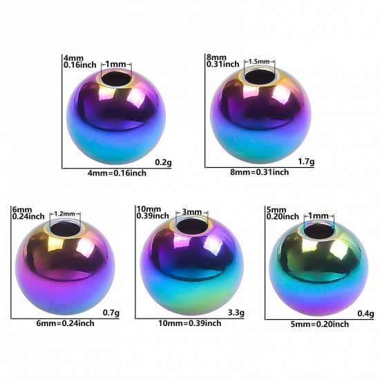 Imagen de Acero Inoxidable Cuentas Ronda Multicolor 10 Unidades