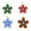 Picture of Zinc Based Alloy Charms Gold Plated Multicolor Flower Enamel 23mm x 20mm
