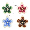 Picture of Zinc Based Alloy Charms Gold Plated Multicolor Flower Enamel 23mm x 20mm
