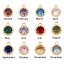 Picture of Brass Birthstone Charms Round Real Gold Plated Multicolour Cubic Zirconia 9mm x 7mm