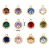 Picture of Brass Birthstone Charms Round Real Gold Plated Multicolour Cubic Zirconia 9mm x 7mm
