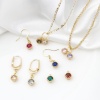 Picture of Brass Birthstone Charms Round Real Gold Plated Multicolour Cubic Zirconia 9mm x 7mm