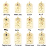 Picture of Brass Birth Month Flower Charms Rectangle Real Gold Plated Multicolour Cubic Zirconia 28mm x 13mm