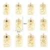 Picture of Brass Birth Month Flower Charms Rectangle Real Gold Plated Multicolour Cubic Zirconia 28mm x 13mm