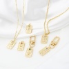Picture of Brass Birth Month Flower Charms Rectangle Real Gold Plated Multicolour Cubic Zirconia 28mm x 13mm