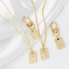 Picture of Brass Birth Month Flower Charms Rectangle Real Gold Plated Multicolour Cubic Zirconia 28mm x 13mm