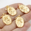 Bild von Messing Geburtsmonat Blume Charms Oval Echtgold plattiert Bunt Zirkonia 26mm x 13mm, 2 Stück