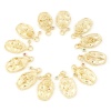 Bild von Messing Geburtsmonat Blume Charms Oval Echtgold plattiert Bunt Zirkonia 26mm x 13mm, 2 Stück