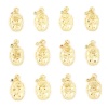 Bild von Messing Geburtsmonat Blume Charms Oval Echtgold plattiert Bunt Zirkonia 26mm x 13mm, 2 Stück