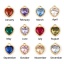 Immagine di Ottone Pietre Nascita Charms Cuore Vero Oro Placcato Multicolore Cubic Zirconiae 8mm x 6mm, 2 Pz