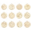 Immagine di Ottone Fiore del Mese di Nascita Charms Tondo Vero Oro Placcato Trasparente Cubic Zirconiae 23mm x 22mm, 2 Pz